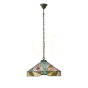 Pendelleuchte Tiffany 3-flammig Multicolor Glas Stahl Interiors 64384 small 2