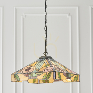 Pendelleuchte Tiffany 3-flammig Multicolor Glas Stahl Interiors 64384 small 3