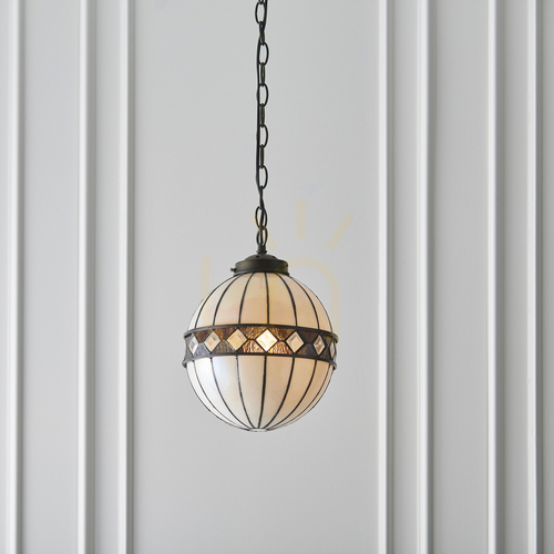 Prüfen Pendelleuchte Tiffany multicolor Glas Stahl Interiors Fargo 67044