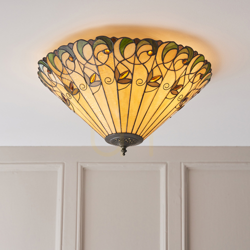 Prüfen Plafond Interieurs Jamelia Tiffany Multicolor 50 cm 2-Licht LED E27 70706