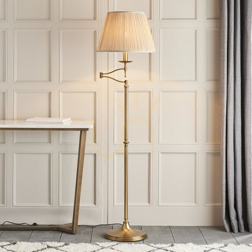 Prüfen Stehlampe Interiors Stanford Messing Stoff E27 160 cm 63621