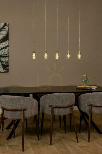 Prüfen Pendelleuchte Lucide BERLIANE Klarglas mit Goldakzenten LED 5x4W 2700K 93 cm 00430/20/60