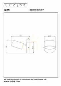 Wandlampe Lucide GIAN schwarz LED 9W 200lm 2700K Metall 44217/08/30 small 6