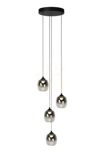 Prüfen Pendelleuchte Lucide TAMINO 4-flammig schwarz Metall Glas 74419/20/30