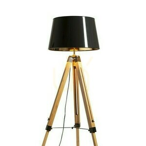 Alvis/Ridick Stehleuchte Shiny Black Foil Gold/Bamboo/Schwarz 230 V Led E27 15 W. small 1