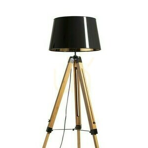 Alvis/Ridick Stehleuchte Shiny Black Foil Gold/Bamboo/Schwarz 230 V Led E27 15 W. small 3