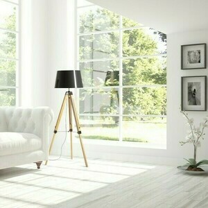 Alvis/Ridick Stehleuchte Shiny Black Foil Gold/Bamboo/Schwarz 230 V Led E27 15 W. small 4