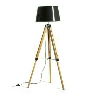 Alvis/Ridick Stehleuchte Shiny Black Foil Gold/Bamboo/Schwarz 230 V Led E27 15 W. small 0