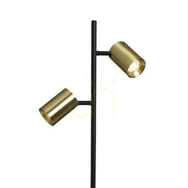 Aussicht Flynn Ii Stehlampe Schwarz/Messing gebürstet 230 V Led Gu10 2x9 W. Flynn Ii Stehlampe Schwarz/Messing gebürstet 230 V Led Gu10 2x9 W.