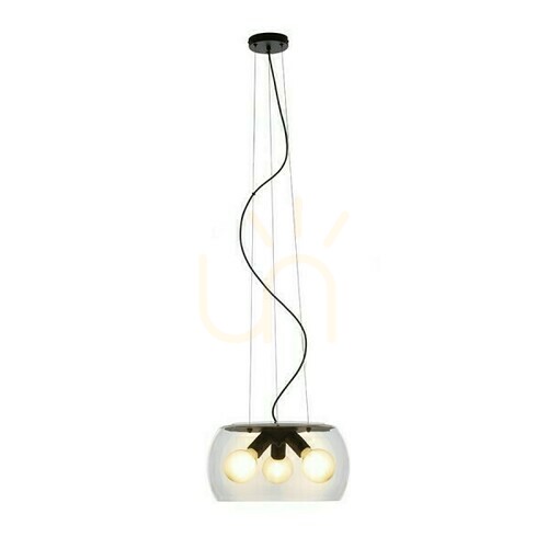 Prüfen Amanda Pendelleuchte Schwarz Mattes Klarglas 230 V Led E27 3x15 W.