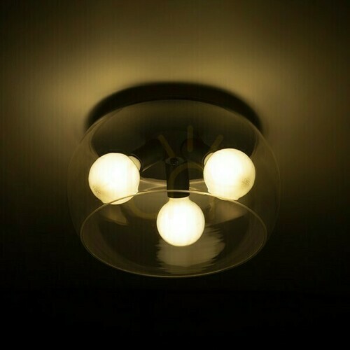 Prüfen Plafond Amanda Ceiling Schwarz Mattes Klarglas 230 V Led E27 3x15 W.