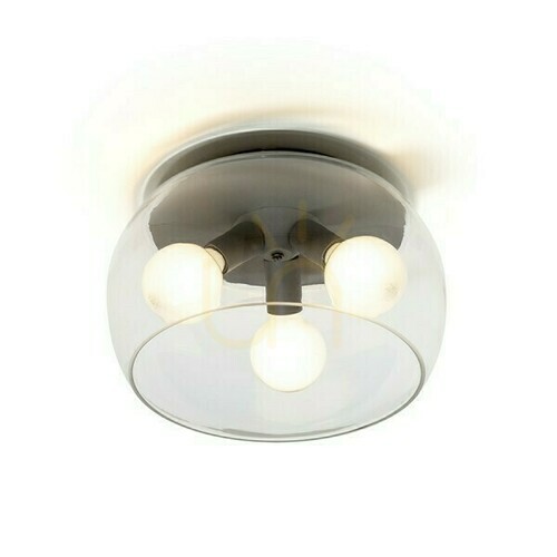 Prüfen Plafond Amanda Ceiling Schwarz Mattes Klarglas 230 V Led E27 3x15 W.