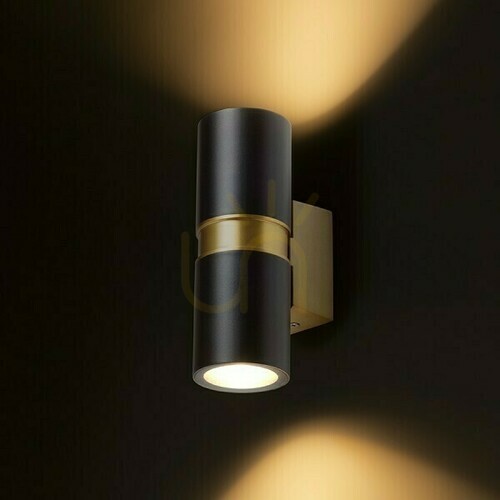 Prüfen Außenwandleuchte Mano Schwarz/Messing gebürstet 230 V Led Gu10 2x8 W Ip54