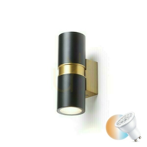 Prüfen Außenwandleuchte Mano Schwarz/Messing gebürstet 230 V Led Gu10 2x8 W Ip54