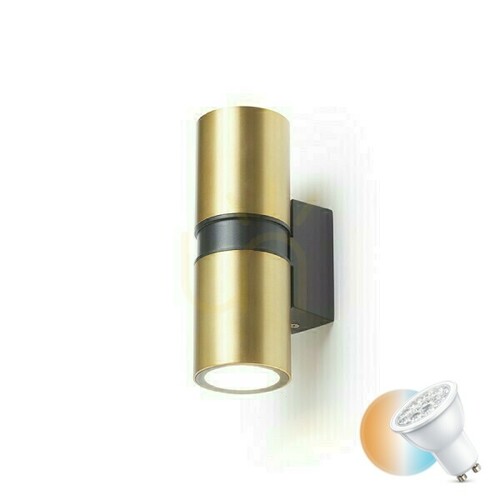 Prüfen Außenwandleuchte Mano Gebürstetes Messing/Schwarz 230 V Led Gu10 2x8 W Ip54