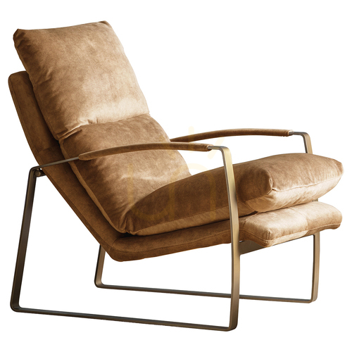 Prüfen Relaxsessel Gallery Direct Fabien, ocker, Stoff und Metall, 65 × 96 × 92 cm