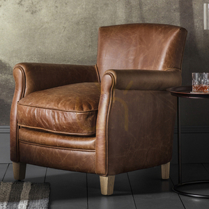 Sessel Gallery Direct Paddington Vintage Braun Leder Esche 75x86x81 cm small 1