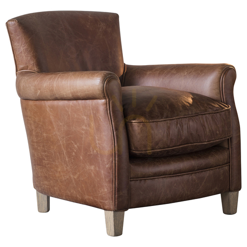 Prüfen Sessel Gallery Direct Paddington Vintage Braun Leder Esche 75x86x81 cm