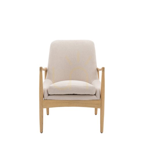 Prüfen Sessel Gallery Direct Carrera Natur Leinen Eiche massiv Mid-Century 68,5x72x82 cm
