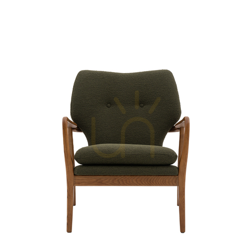 Prüfen Sessel Gallery Direct Jensen grün Eiche Leinen Mid-Century 73x74x85 cm