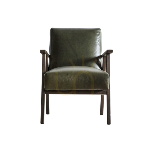 Prüfen Sessel Gallery Direct Neyland grünes Leder Mid-Century 61 x 73 x 81,5 cm