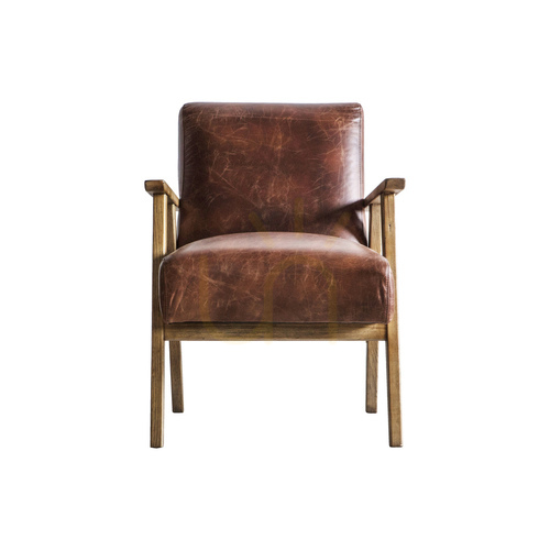 Prüfen Gallery Direct Neyland Sessel aus Vintage-Leder in Braun, 61 cm
