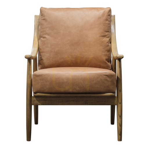 Prüfen Sessel Gallery Direct Reliant braun Leder Esche Mid-Century 62x83x88 cm