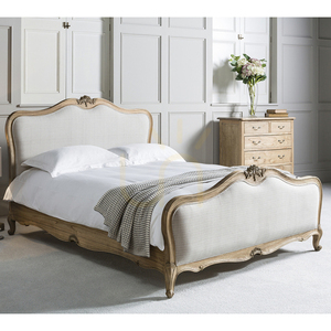 Polsterbett Chic 5' Weathered aus Leinen und Mindy-Ash-Holz – Gallery Direct small 1