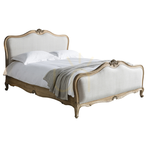 Prüfen Polsterbett Chic 5' Weathered aus Leinen und Mindy-Ash-Holz – Gallery Direct