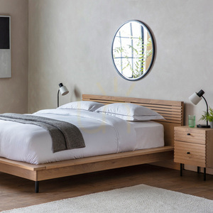 Bettgestell Gallery Direct Okayama 5ft Eiche mit schwarzem Metallfußende small 1