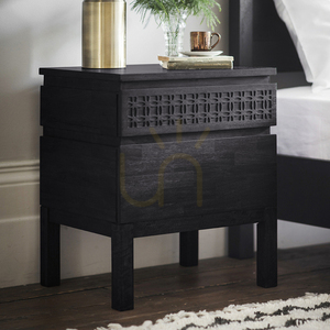 Nachttisch Gallery Direct Boho Boutique 2 Schubladen schwarz Mango 50x40x60 cm small 1