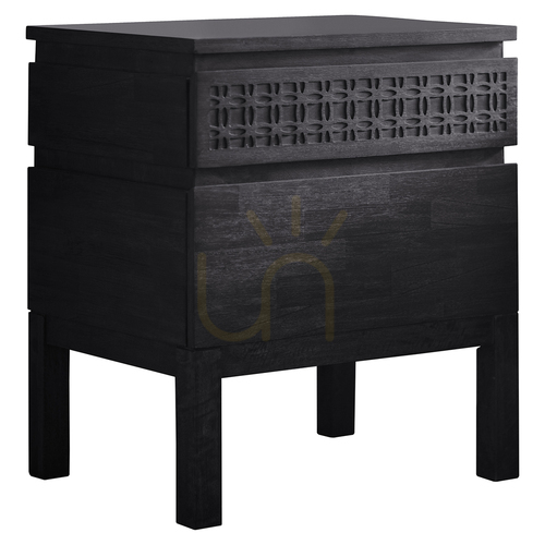Prüfen Nachttisch Gallery Direct Boho Boutique 2 Schubladen schwarz Mango 50x40x60 cm