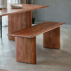 Esszimmerbank Gallery Direct Borden 140 cm Akazienholz natur Eisen small 1