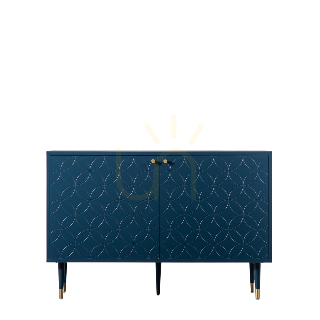 Prüfen Schrank Gallery Direct Holbrook 2-türig blau 120 x 40 x 79 cm MDF Eiche Messing Schrank Gallery Direct Holbrook 2-türig blau 120 x 40 x 79 cm MDF Eiche Messing