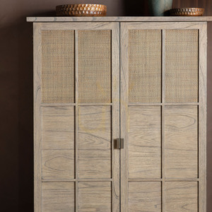 Schrank Gallery Direct Kyoto 2-türig Natur Massiv-Mindi Rattan 107 x 37 x 160 cm small 2