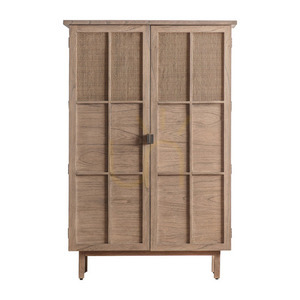 Schrank Gallery Direct Kyoto 2-türig Natur Massiv-Mindi Rattan 107 x 37 x 160 cm small 0