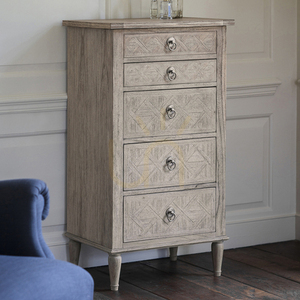 Kommode Gallery Direct Mustique 5 Schubladen Mindy Ash Natur 60 x 45 x 115 cm small 1