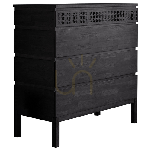 Prüfen Kommode Gallery Direct Boho Boutique 4 Schubladen schwarz Mango 100x46x104 cm