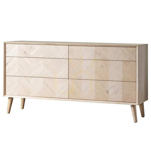 Prüfen Kommode Gallery Direct Milano 6 Schubladen Eiche 134,5 cm Chevron