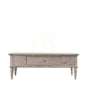 Couchtisch Gallery Direct Mustique 120x60 cm Natur Massivholz mit Schublade small 0
