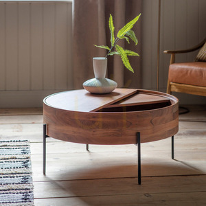 Couchtisch Gallery Direct Risby Akazienholz natur 83x83 cm mit Stauraum small 1