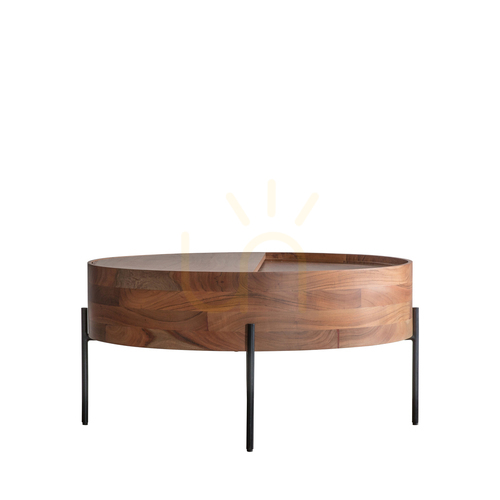 Prüfen Couchtisch Gallery Direct Risby Akazienholz natur 83x83 cm mit Stauraum