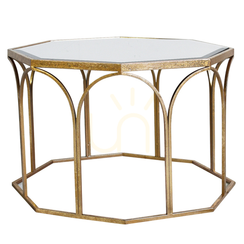 Prüfen Couchtisch Gallery Direct Canterbury goldfarben aus Glas und Metall 80 × 80 × 50 cm