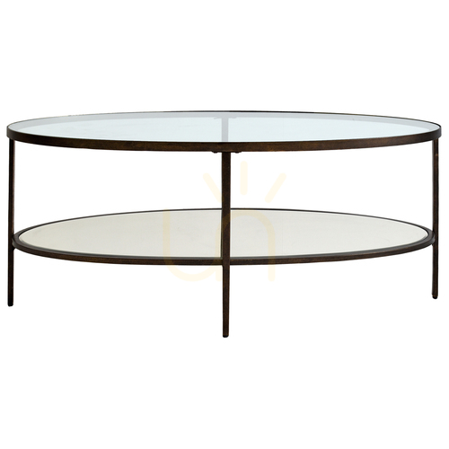 Prüfen Couchtisch Gallery Direct Hudson Bronze Metall Glas oval 112 x 61 cm