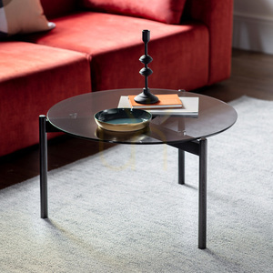 Couchtisch Gallery Direct Moran schwarz Eiche Rauchglas 70x70 cm small 1
