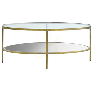 Couchtisch Gallery Direct Hudson Champagner oval Glas Metall 112 cm small 0