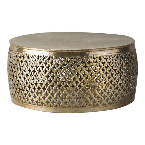 Prüfen Couchtisch Gallery Direct Khalasar Metall Hammerschlag Hellgold 82 cm