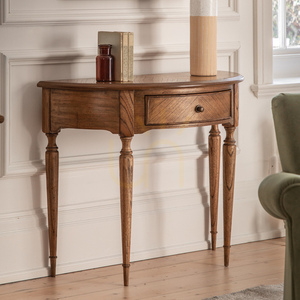 Konsolentisch Gallery Direct Highgrove Demi Lune Naturholz Mindi 92,5 cm small 1