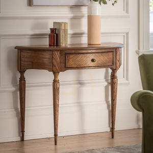 Konsolentisch Gallery Direct Highgrove Demi Lune Naturholz Mindi 92,5 cm small 2