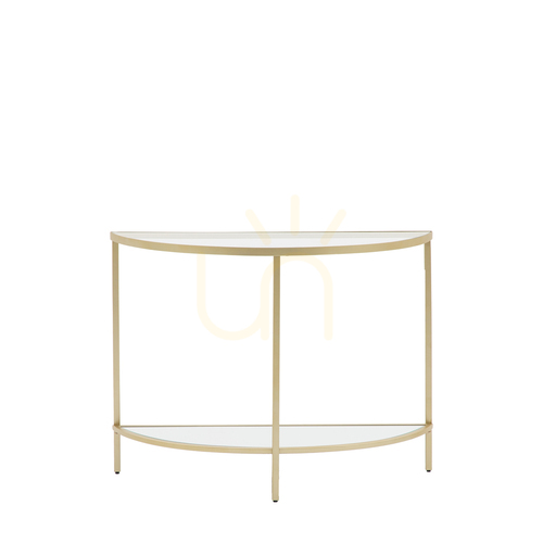 Prüfen Konsolentisch Gallery Direct Hudson Champagner Metall Glas 100 x 35 x 75 cm